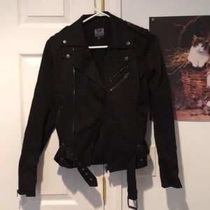 Tripp NYC cotton black motorcycle jacket zipper